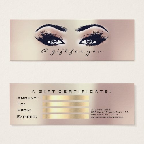 Gift Certificate Pearly Pink Gold Lashes Makeup