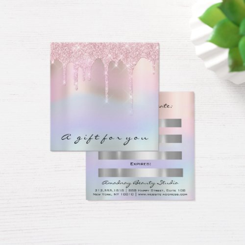 Gift Certificate Pink Blue Holograph Makeup Square