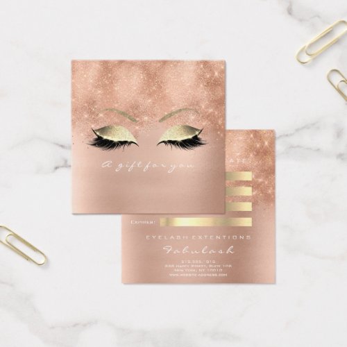 Gift Certificate Pink Glitter Gold Lashes Makeup