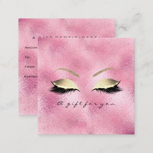 Gift Certificate Pink  Glitter Gold Lashes Makeup