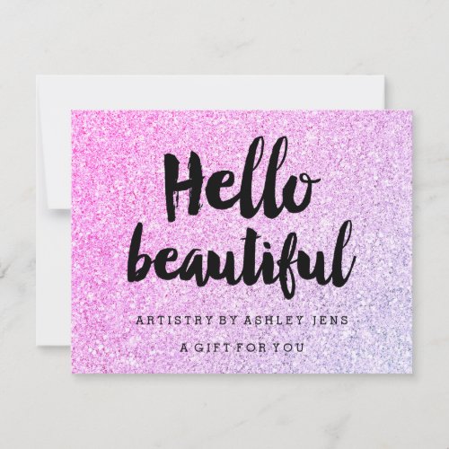 Gift certificate pink glitter sparkle hello script