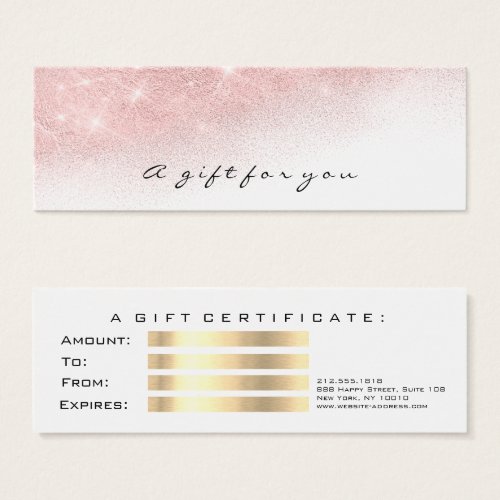 Gift Certificate Pink Gold Lashes Makeup Ombre