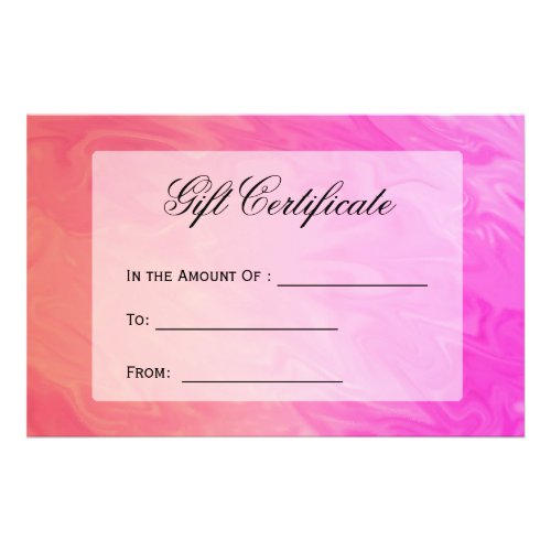 Gift Certificate Pink Orange Design Flyer