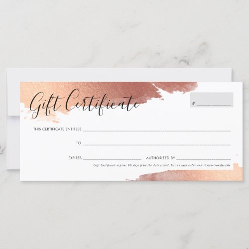 GIFT CERTIFICATE pretty chic gilded rose gold