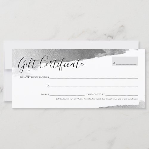 GIFT CERTIFICATE pretty elegant chic gilded silver