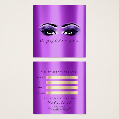 Gift Certificate Purple Violet Glitter Lash Makeup