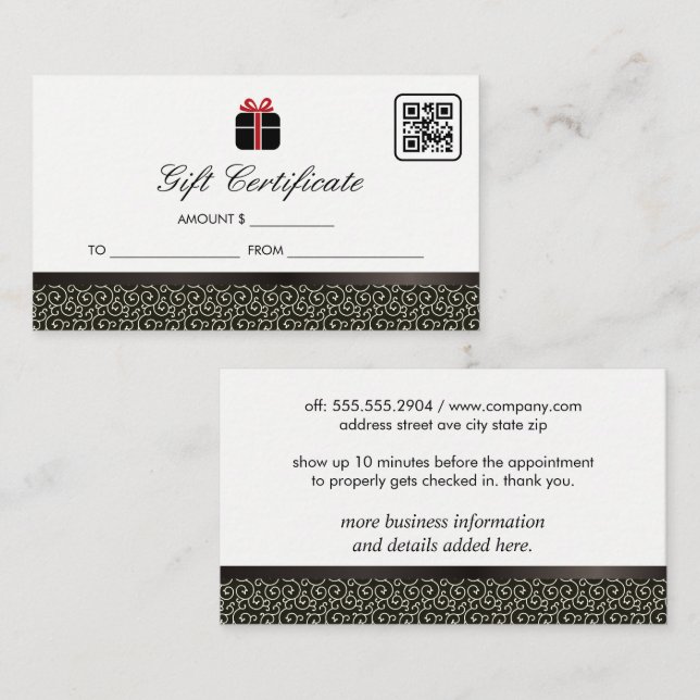 Gift Certificate | QR Code (Front/Back)