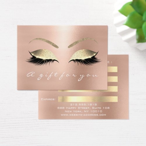 Gift Certificate Rose Blush Gold Lashes Makeup