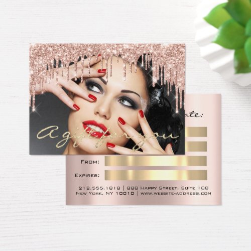 Gift Certificate Rose Drips Lashes Makeup Hair