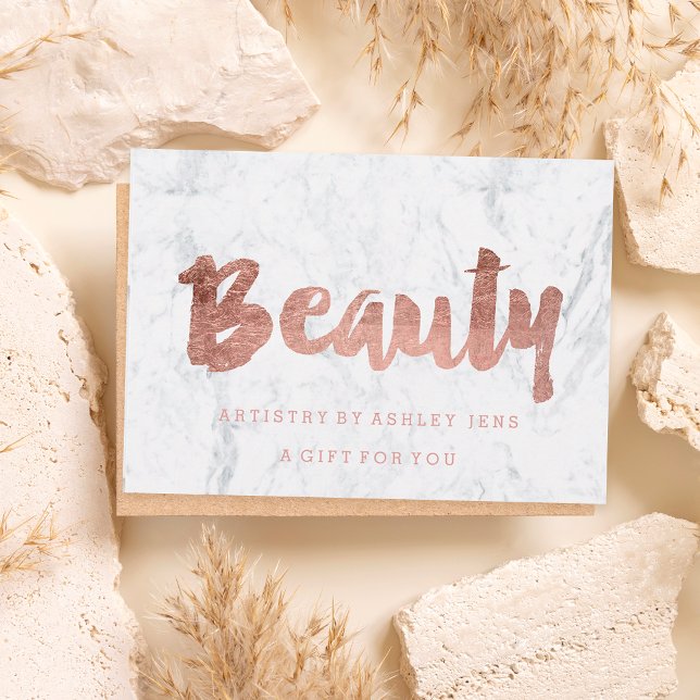 Gift certificate rose gold beauty script marble (Creator Uploaded)