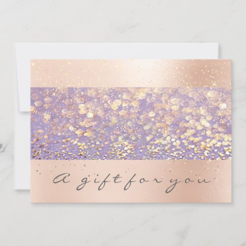 Gift Certificate  Rose Gold Confetti Purple Sparkl