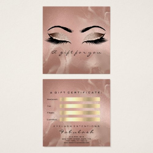 Gift Certificate Rose Gold Glitter Lashes Makeup