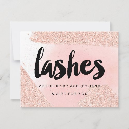 Gift certificate rose gold glitter pink lashes