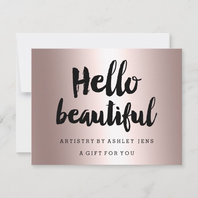 Gift certificate rose gold hello script metallic (Front)