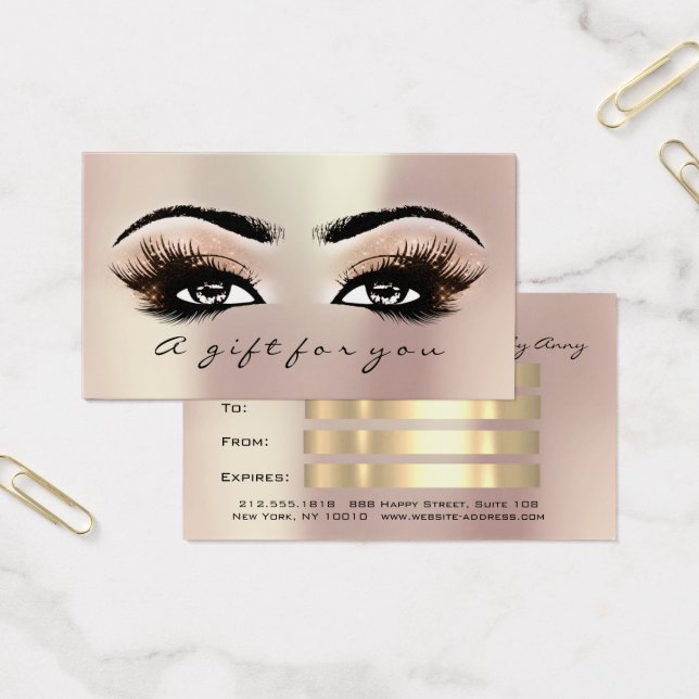 Gift Certificate Rose Gold Lashes Extension Makeup (Office)