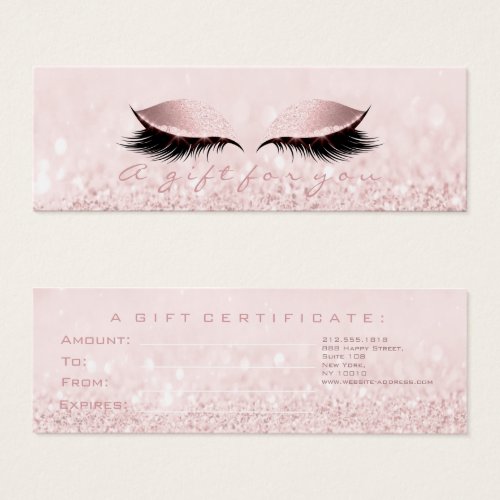 Gift Certificate Rose Pastel Pink Lashes Makeup