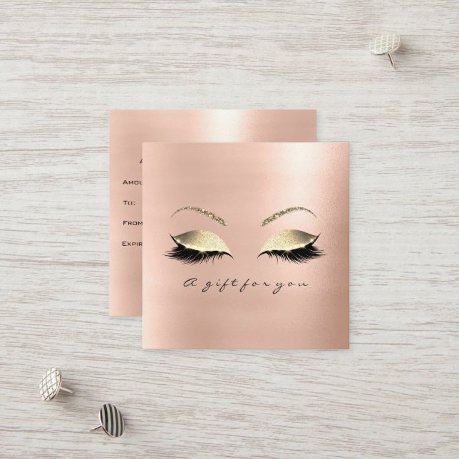 Gift Certificate Rose Pink Gold Lashes Makeup Eye (Front/Back In Situ)