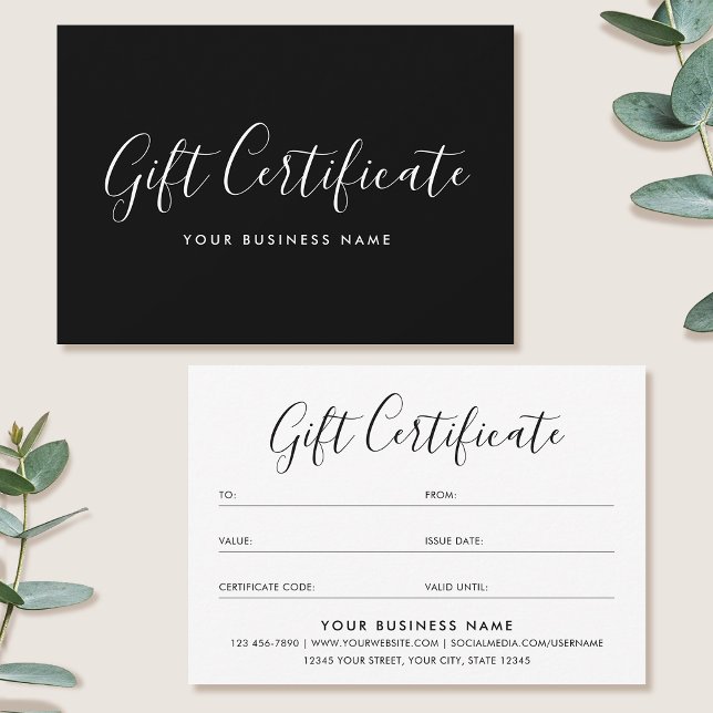 Gift Certificate Script Minimalist Black Card (Creator Uploaded)