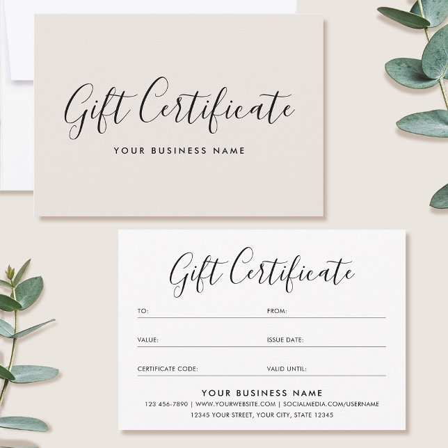 Gift Certificate Script Minimalist Off-White Card (Creator Uploaded)
