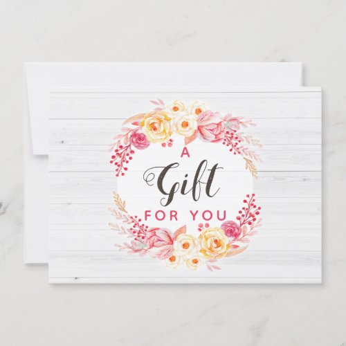 Gift Certificate Shabby Chic Roses  Rustic Floral