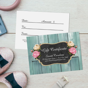 Gift Certificate Shabby Vintage Rustic Roses by CyanSkyDesign at Zazzle