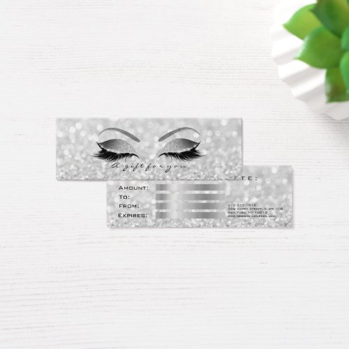 Gift Certificate Silver Glitter Gray Lashes Makeup