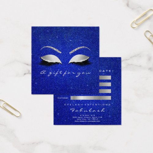 Gift Certificate Silver Glitter Lashes Blue Makeup