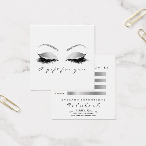 Gift Certificate Silver Glitter Lashes Gray Makeup