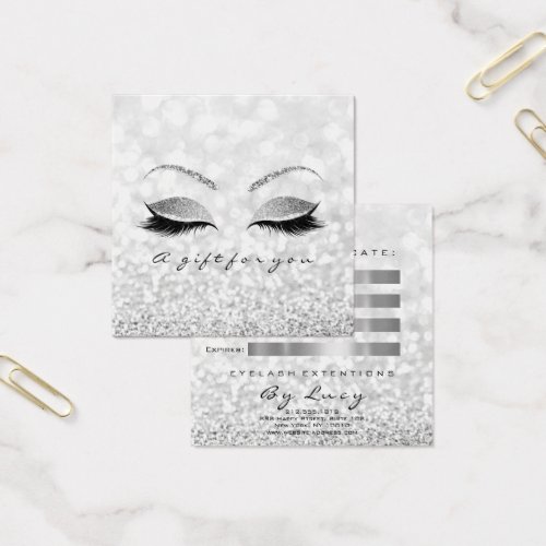 Gift Certificate Silver Glitter Lashes Gray Makeup