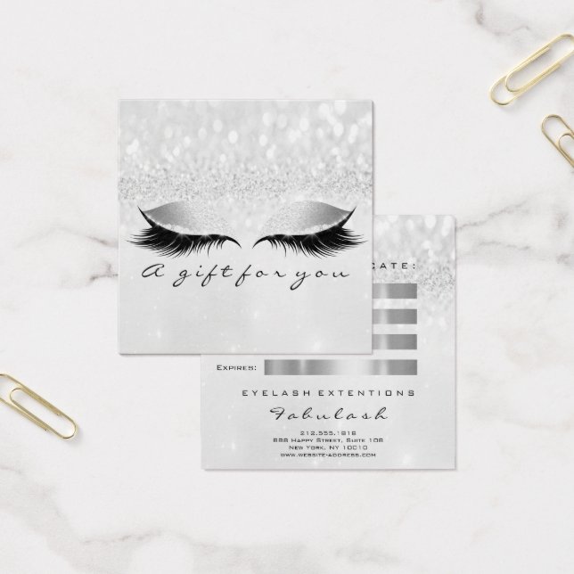 Gift Certificate Silver Glitter Lashes Makeup Gray (Office)