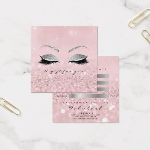 Gift Certificate Silver Glitter Lashes Pink Makeup