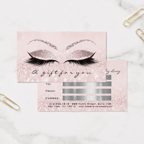 Gift Certificate Silver Pink Lash Extension Makeup