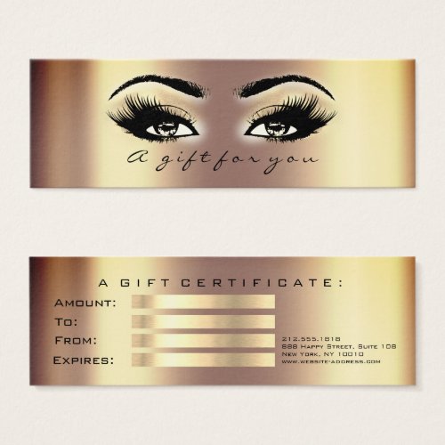 Gift Certificate Small Bronze Gold Lashes Makeup