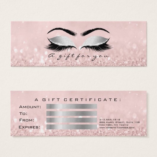Gift Certificate Small Pink Lashes Makeup Gray (Front & Back)