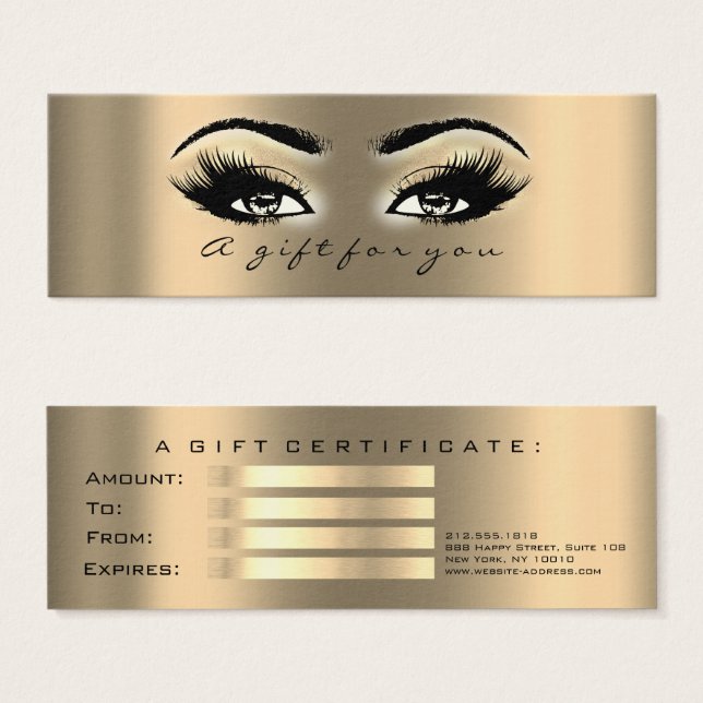 Gift Certificate Small Sepia Gold Lashes Makeup (Front & Back)