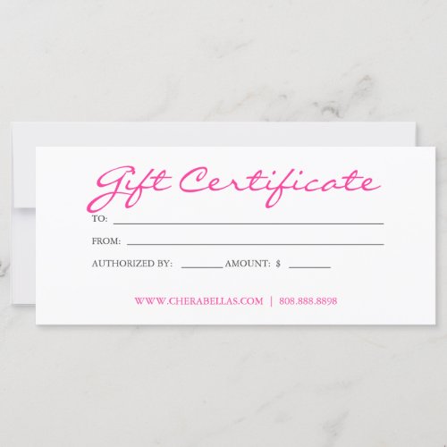 Gift Certificate Tanning Salon Pink Bikini Woman