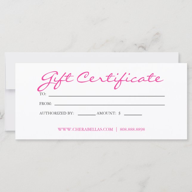 Gift Certificate Tanning Salon Pink Bikini Woman (Front)