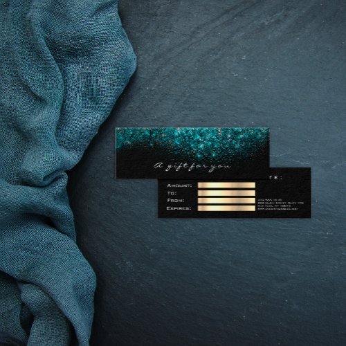 Gift Certificate Teal Blue Gold Lashes Makeup