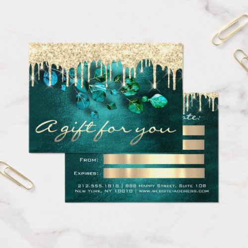 Gift Certificate Teal Drips Eyelash Makeup Hair