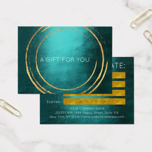 Gift Certificate Teal Gold Geometric Circles  (Office)
