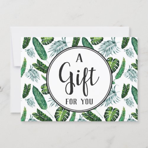 Gift Certificate Tropical Foliage Palm Leaves