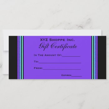 Gift Certificate Turquoise Purple by DonnaGrayson at Zazzle