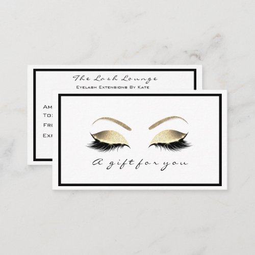 Gift Certificate White Glitter Gold Lashes Makeup