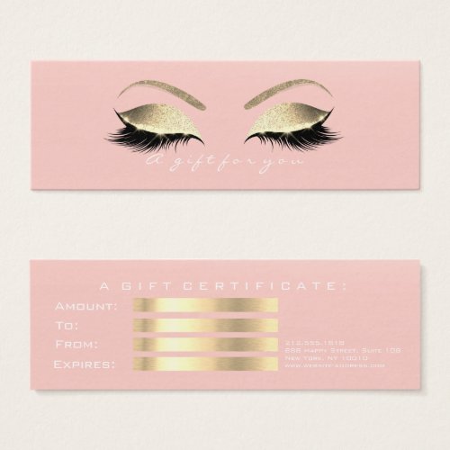 Gift Certificate White Pink Gold Lashes Makeup Lux