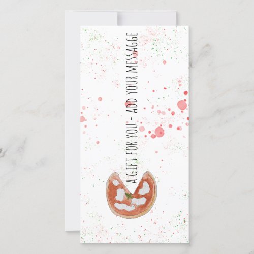 Gift certificate with watercolour pizza