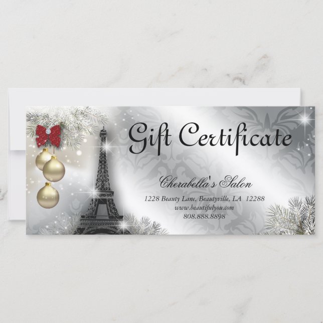 Gift Certificate Xmas Salon Eiffel Tower Paris (Front)