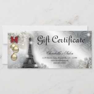 Gift Certificate Xmas Salon Eiffel Tower Paris