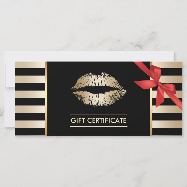 Gift Certificates | Gold Lips Modern Stripes Salon (Front)