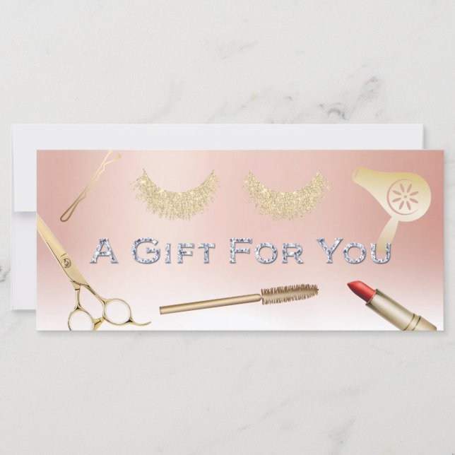 Gift Certificates Modern Rose Gold Beauty Salon (Front)