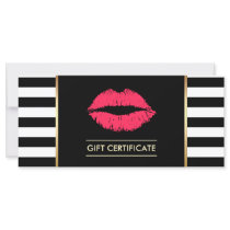 Gift Certificates | Red Lips Modern Stripes Salon Cards